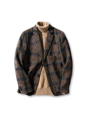英国風チェック柄ウールジャケットの全体