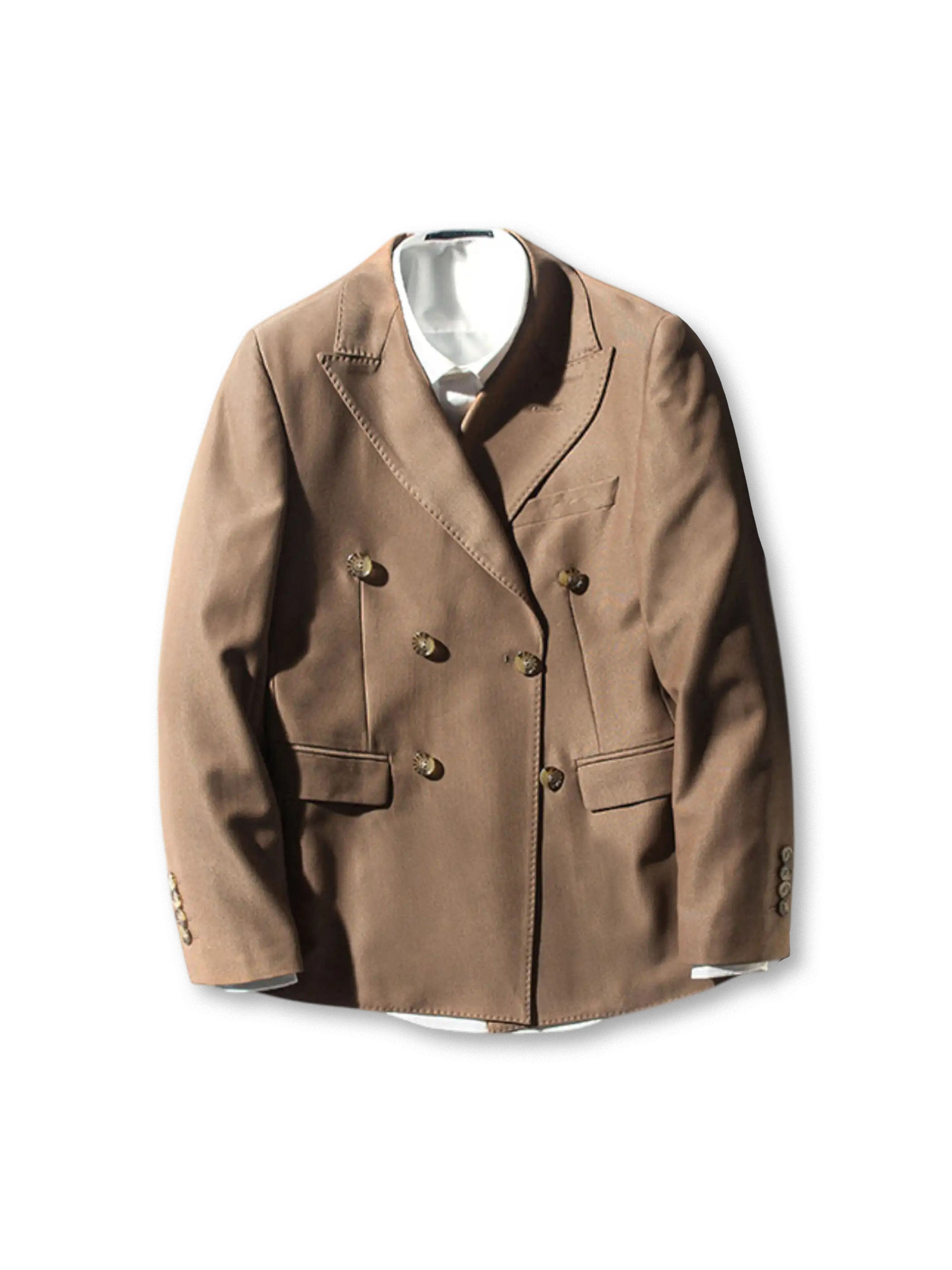 ダブルブレストブレザー、金ボタン付き