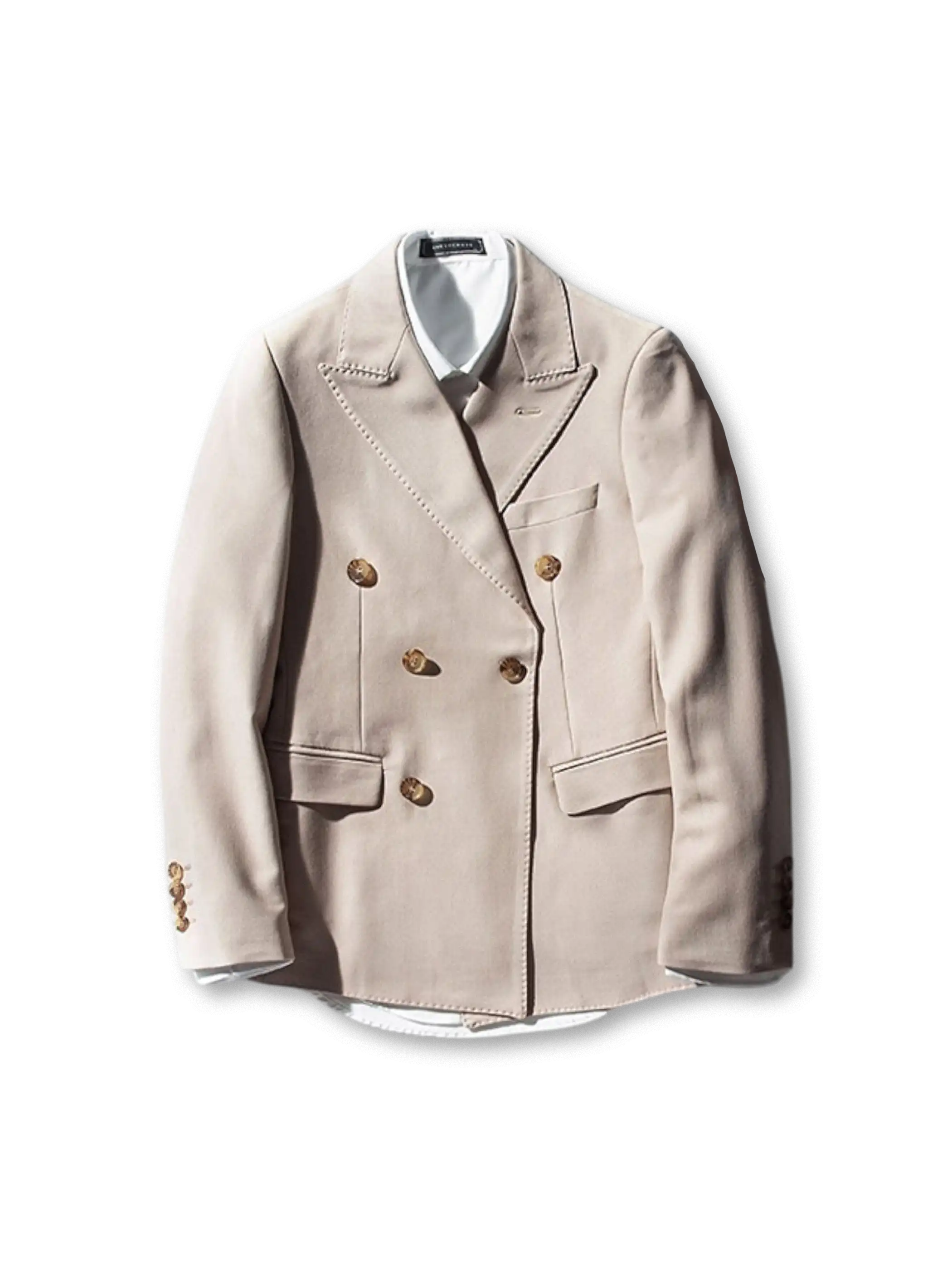 ダブルブレストブレザー、金ボタン付き