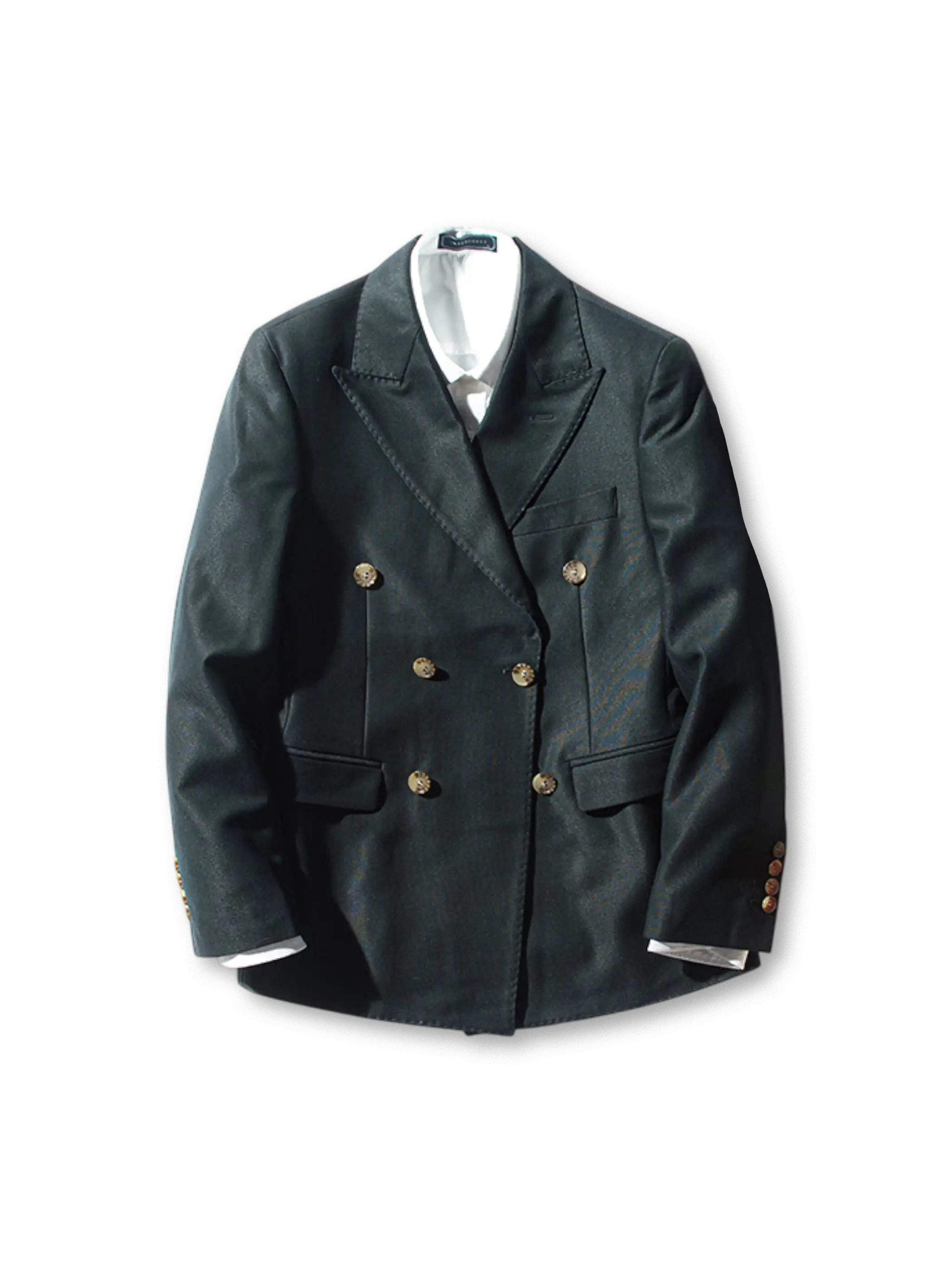 ダブルブレストブレザー、金ボタン付き