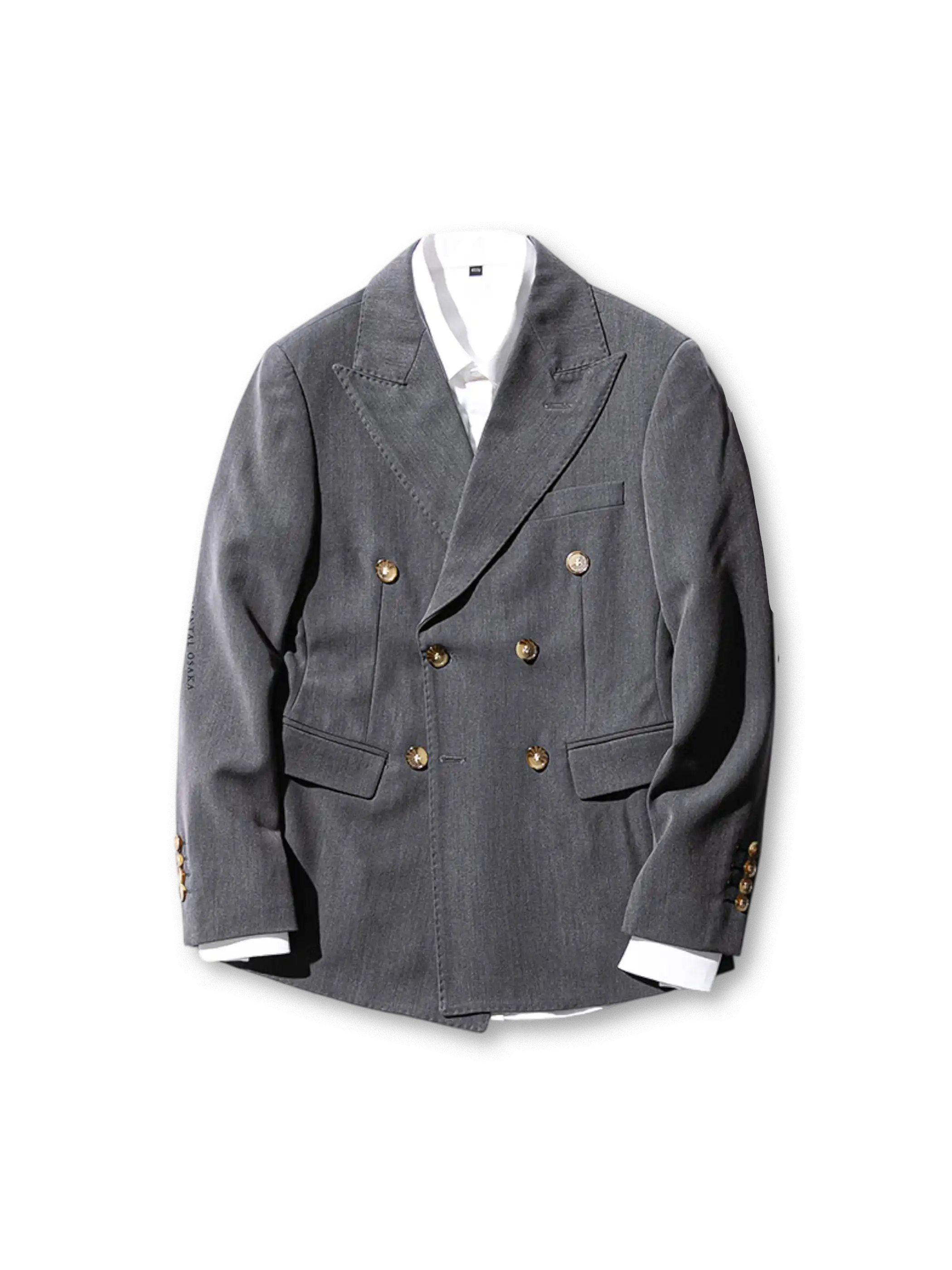 ダブルブレストブレザー、金ボタン付き