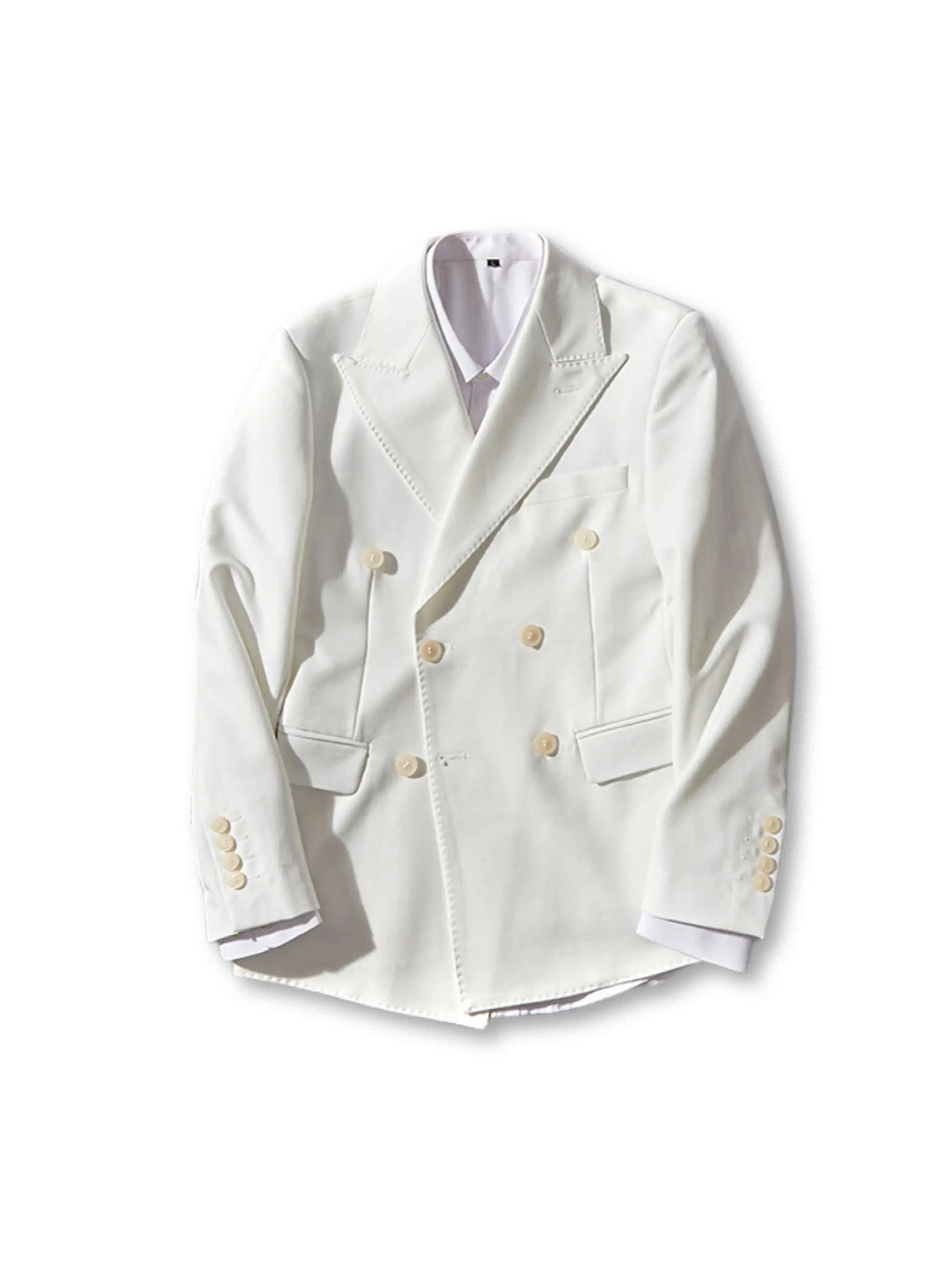 ダブルブレストブレザー、金ボタン付き