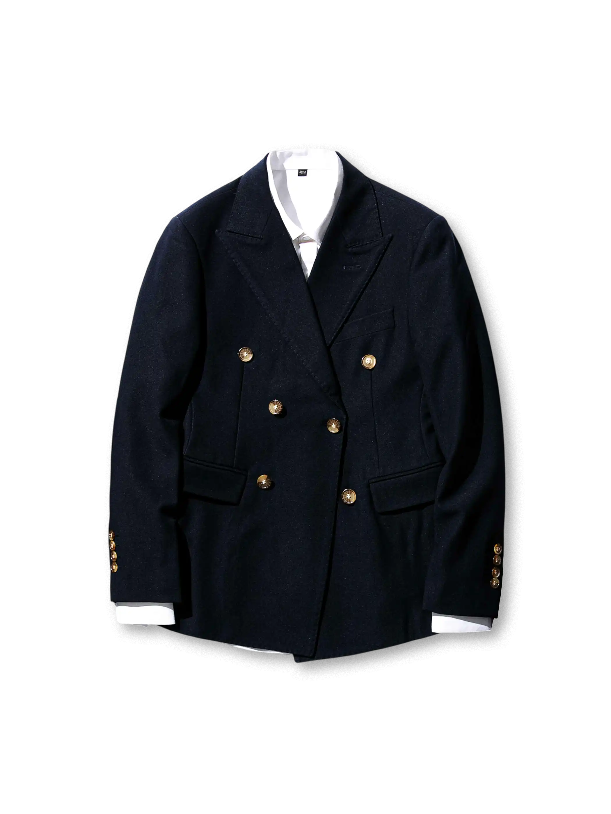 ダブルブレストブレザー、金ボタン付き