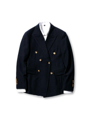 ダブルブレストブレザー、金ボタン付き
