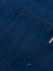 先染めインディゴチェック半袖シャツ