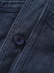 ウォッシュブルー染め Vネック デニムジャケット