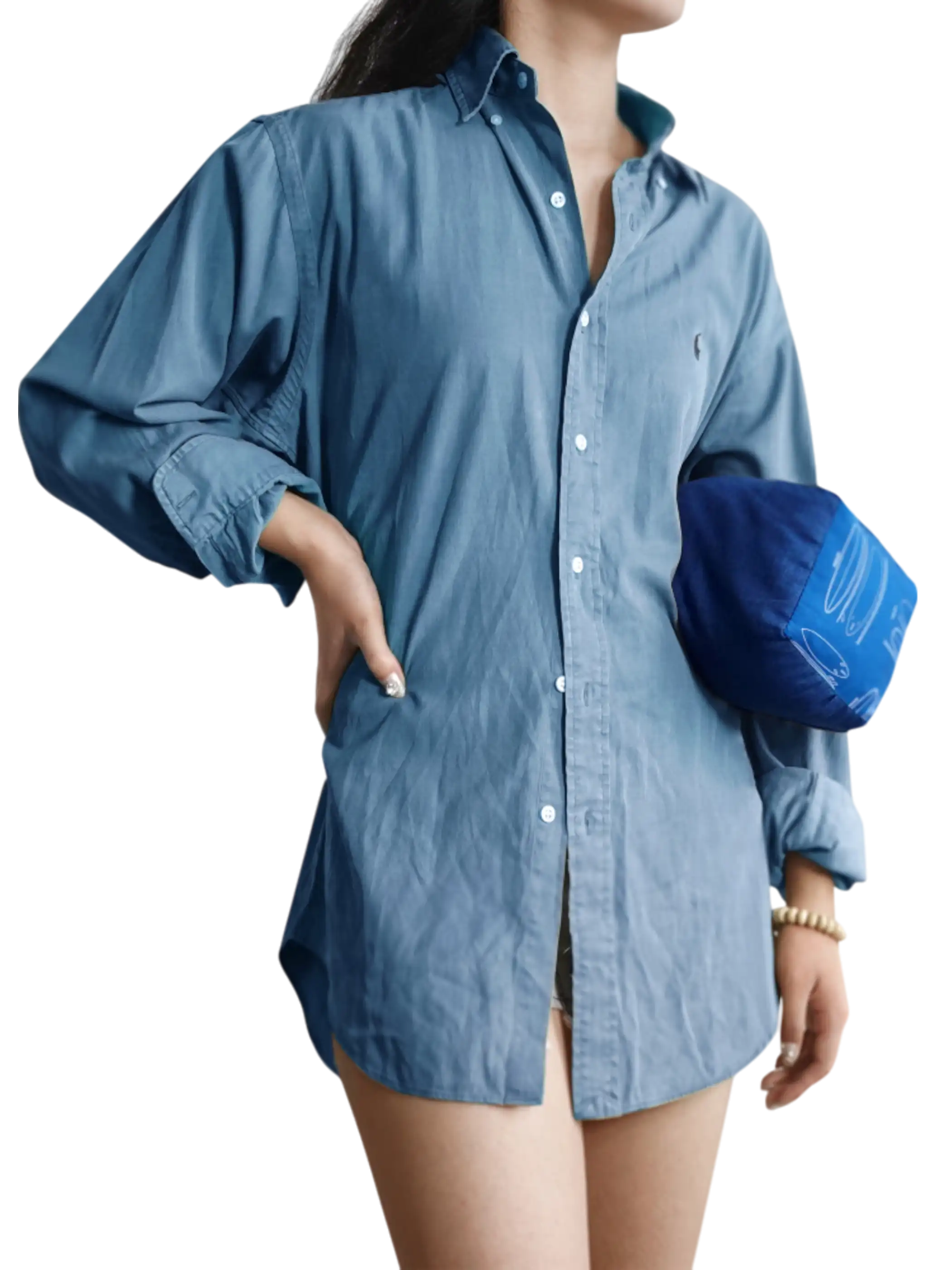 インディゴパッチワークそば殻スリーピングピロー正面画像