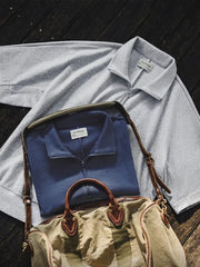 BORO風 ハーフジップポロシャツ