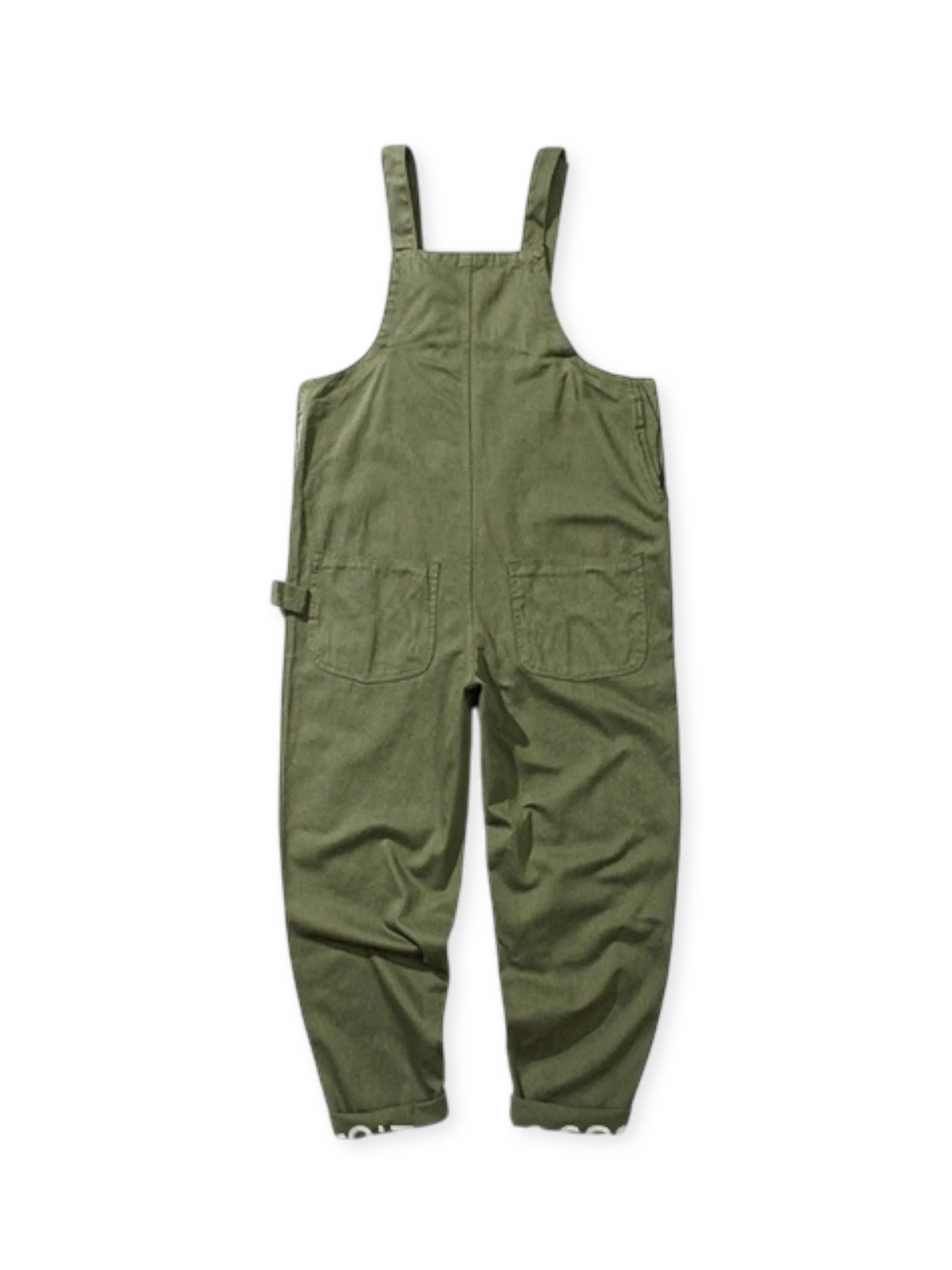 製品画像: ワイドフィット サロペット オーバーオールの正面全体ビュー
