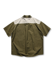 パネル切替テクスチャー半袖シャツ