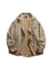 復古ストライプフリースシャツの全体外観