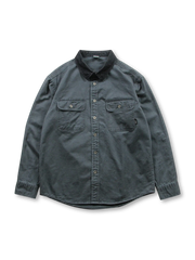 ベージュ×ブラウンのデトロイトカラーブロックワークシャツ全体図