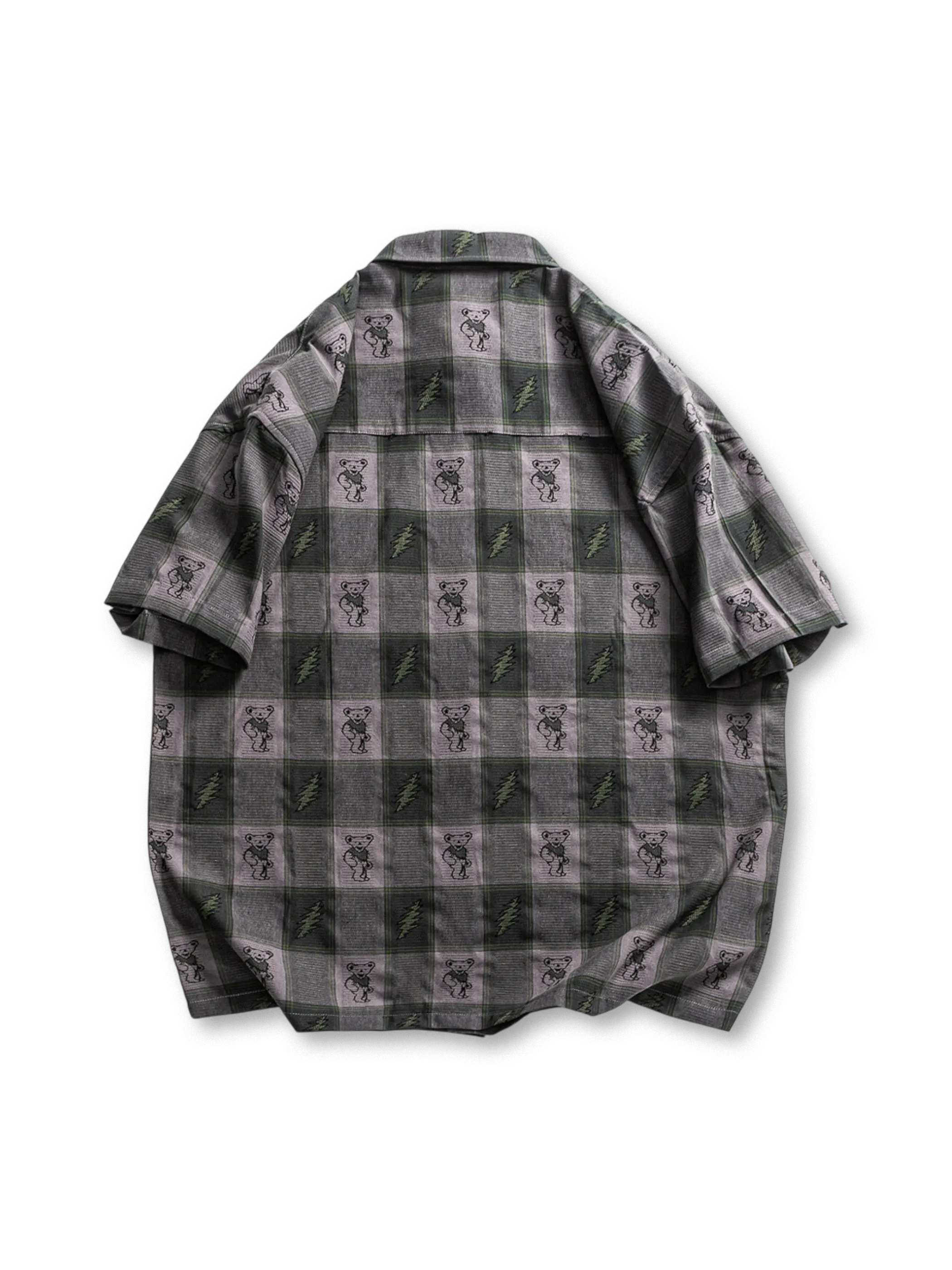 ヴィンテージ風チェック柄花柄シャツ