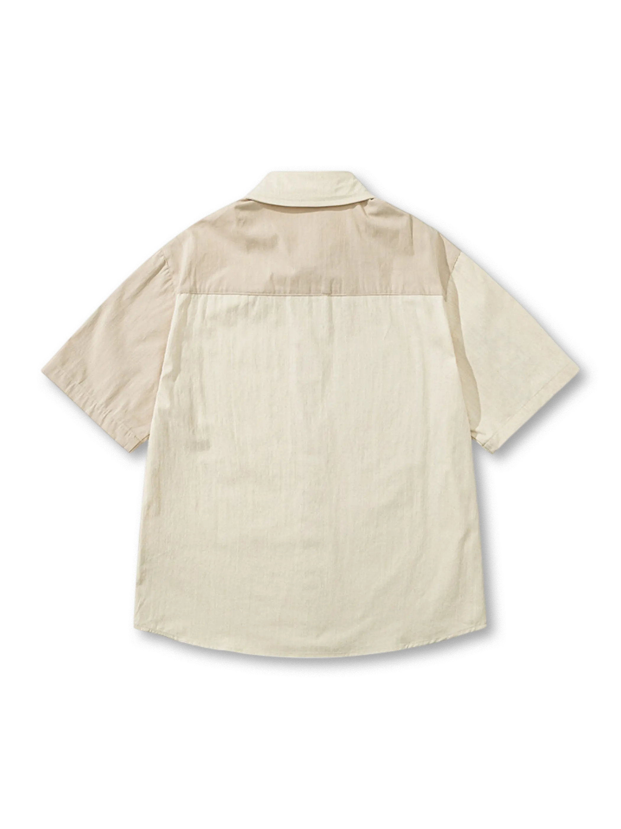 ベージュ×ライトベージュのバイカラー半袖シャツ