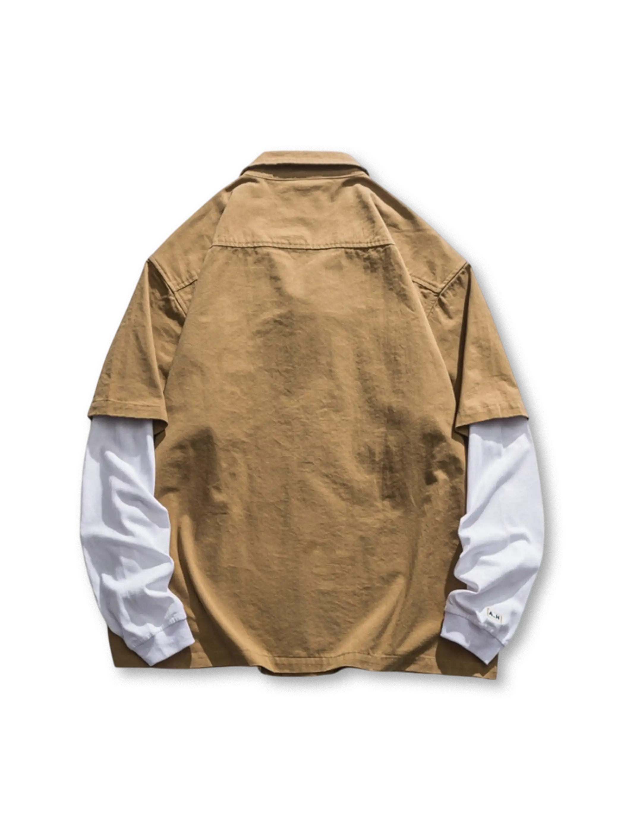 コットンツイル生地のレイヤード風ワークシャツ全体像