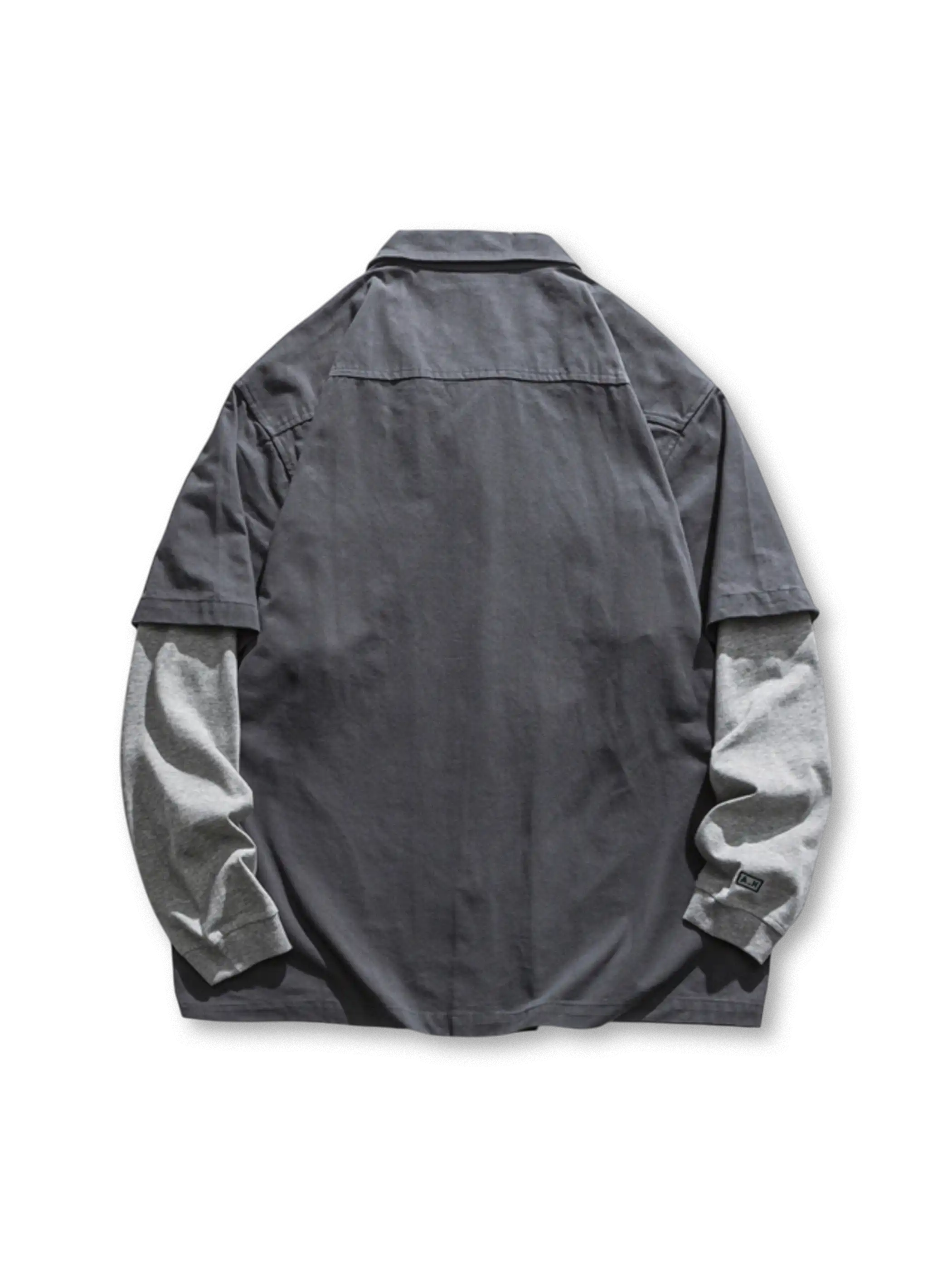 コットンツイル生地のレイヤード風ワークシャツ全体像