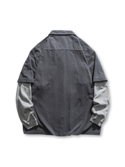 コットンツイル生地のレイヤード風ワークシャツ全体像