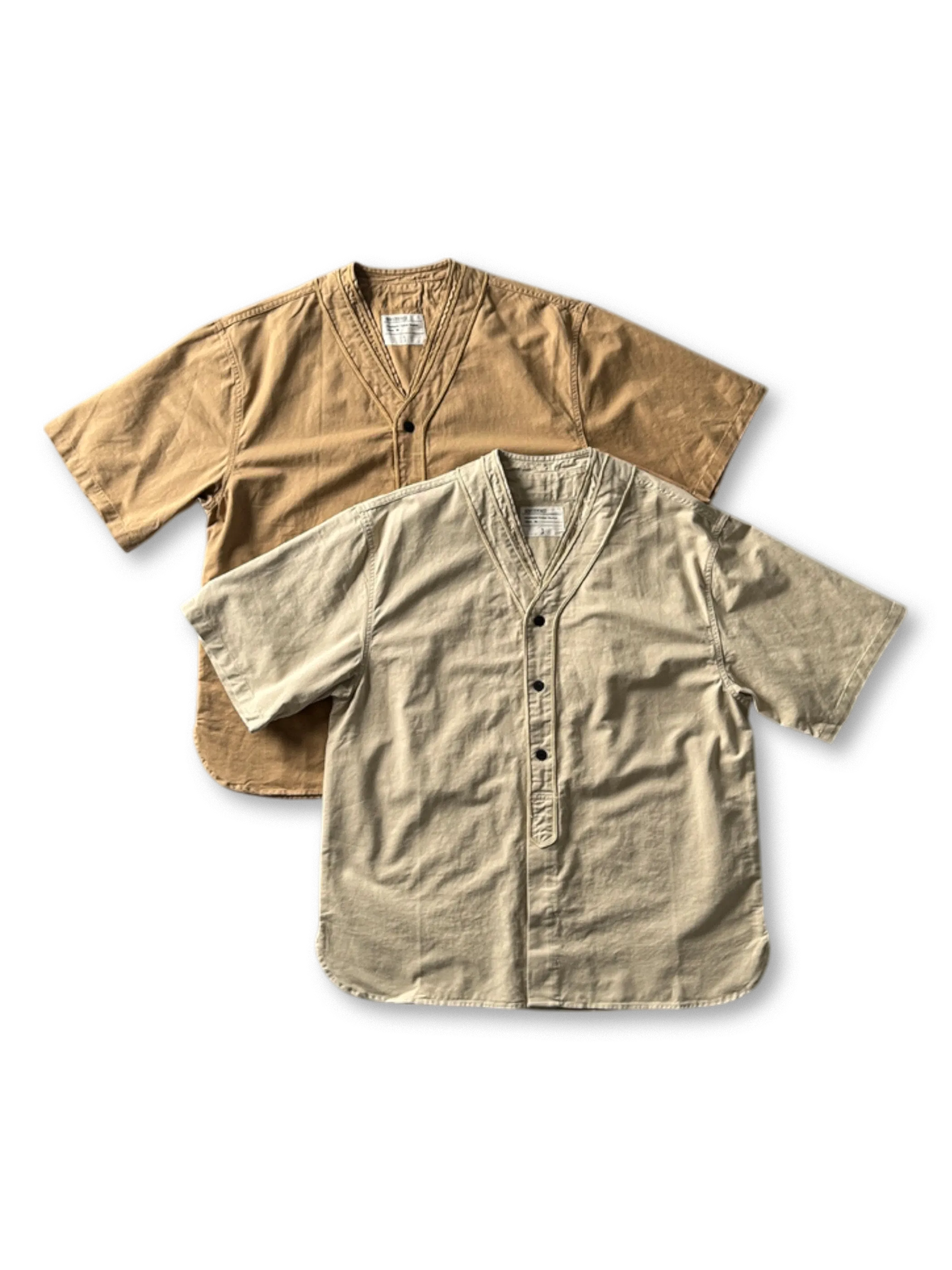 ベースボールカラーショートスリーブワークシャツ正面全体
