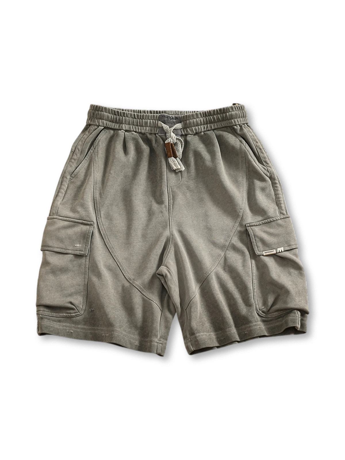 ヴィンテージ加工 カーゴショーツ メンズ グレー サイドポケット付き 夏用ショートパンツ

