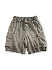 ヴィンテージ加工 カーゴショーツ メンズ グレー サイドポケット付き 夏用ショートパンツ

