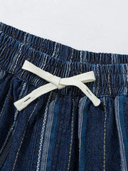 ウォッシュドストライプワイドショートパンツ