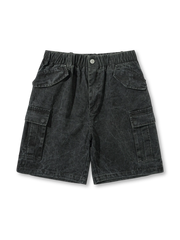ウォッシュ加工コットンカジュアルショートパンツ