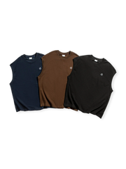 ノースリーブ・ラウンドネック 刺繍Tシャツ