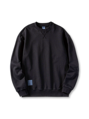 ウォッシュ加工を施したクルーネックスウェット、V字ガゼット付き