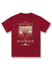 製品画像: ホメロス叙事詩『オデュッセイア』レトロプリントTシャツ正面図