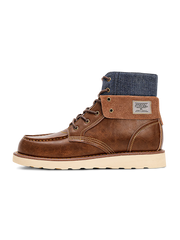 デニム折り返し可能、柔らかマイクロファイバー革と防滑アウトソールの2wayワークブーツ