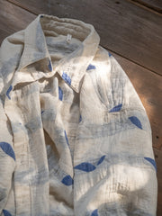 二重シャー織綿麻混紡シャツ