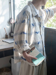 二重シャー織綿麻混紡シャツ