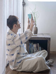 二重シャー織綿麻混紡シャツ