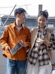 水洗い加工ヴィンテージコーデュロイ単列ボタンベスト