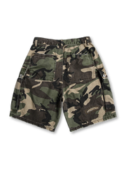 フロント全体のM65ウォッシュドカモカーゴショーツ
