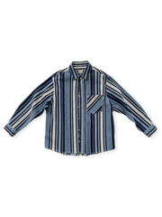 ヴィンテージ重厚ブルー＆ホワイトストライプシャツ全体外観