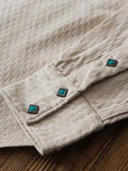 ターコイズボタン ジャカードウエスタンシャツ