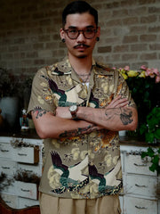 虎と孔雀のヴィンテージ50’sスタイル開襟シャツ