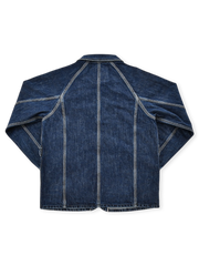 15ozセルビッジデニムジャケット、チェストポケット＆アンティークウォッシュ加工。
