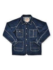 15ozセルビッジデニムジャケット、チェストポケット＆アンティークウォッシュ加工。