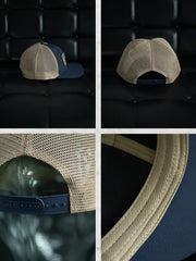 メッシュ刺繍ネイビートラッカーハット