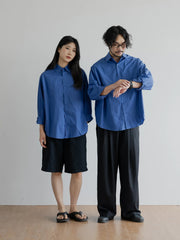 クラインブルー長袖コットンシャツ