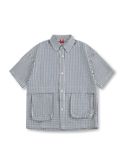 チェック柄 ビッグポケット ワークシャツ