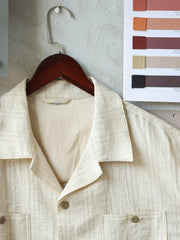 リネンジャガードオープンカラーシャツ正面
