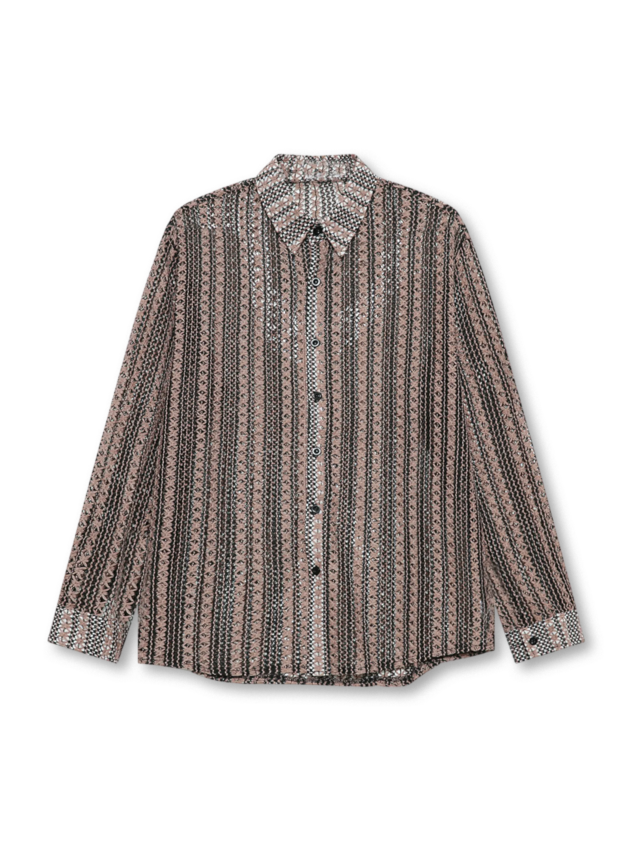 ストライプオープンワークサンプロテクションシャツ全体像