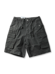 ヴィンテージ風ウォッシュ加工多ポケットショートパンツ
