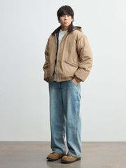 ウォッシュドデニムジップアップカラージャケット