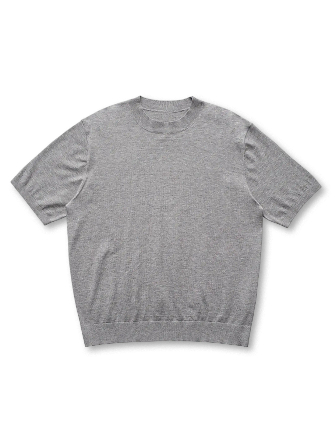 アオロンハイネックショートスリーブニットTシャツ ブラック 正面