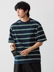 デイリー通勤 ストライプTシャツ