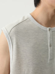 ワッフルヘンリーネックノースリーブベスト